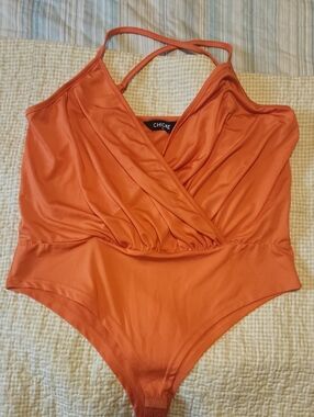 chic Orange Wrap-Front Kids One-Piece Bodysuit